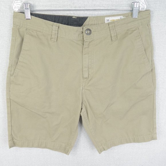 Volcom Other - Volcom Shorts Mens 33 Tan Khaki Stretch Flat Front Lightweight Bermuda Casual